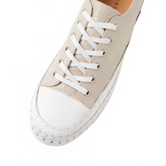 NEW DJANGO & JULIETTE women's baselo shoe in white-almond sole leather - Picture 4 of 5